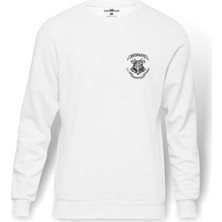 Tshirthane Hogwarts Alumni Baskılı Beyaz Erkek Örme Sweatshirt Uzun kol
