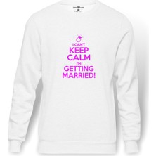 Tshirthane Can't Keep Calm Can´t Keep Calm Baskılı Beyaz Erkek Örme Sweatshirt Uzun kol