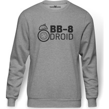 Tshirthane Atari Logo Baskılı Gri Melanj Erkek Örme Sweatshirt Uzun kol