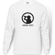 Tshirthane GAME OVER Baskılı Beyaz Erkek Örme Sweatshirt Uzun kol