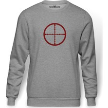 Tshirthane Red Hot Chilippers Baskılı Gri Melanj Erkek Örme Sweatshirt Uzun kol