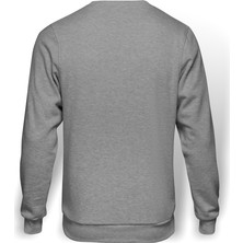 Tshirthane Osmanlı Tuğrası Baskılı Gri Melanj Erkek Örme Sweatshirt Uzun kol
