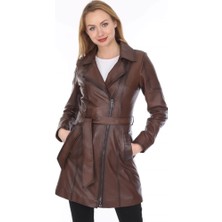 Derimont Deri Kadın  Koyukahverengi Hoodie