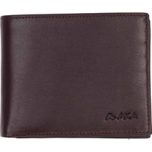 Aka Deri Düz Kahve - Büyük Boy Deri Erkek Cüzdanı 616