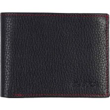 Aka Deri Siyah Içi Kırmızı - Küçük Boy Deri Erkek Cüzdanı 507