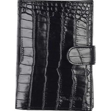 Aka Deri Siyah Timsah Desenli - Büyük Boy Deri Erkek Cüzdanı 728