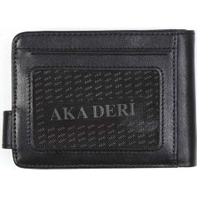 Aka Deri Düz Siyah - Orta Boy Deri Erkek Cüzdanı 548
