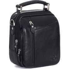 Aka Deri Düz Siyah - Deri Portföy Çantası 366