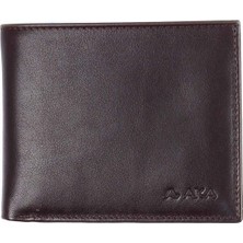 Aka Deri Düz Kahve - Büyük Boy Deri Erkek Cüzdanı 619