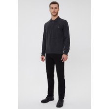 Lee Cooper Newblend Erkek Polo Yaka Sweatshirt Antrasit Melanj