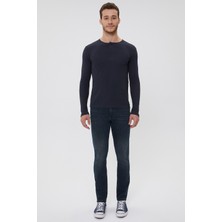 Lee Cooper Newwaffle Erkek %100 Pamuk Bisiklet Yaka Patli Sweatshirt Lacivert