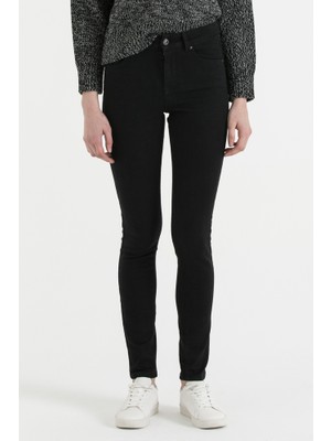 Lee Cooper Jamy Yüksek Bel Dar Kesim Çok Dar Paça Siyah Kadın Jean Pantolon