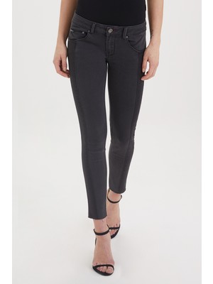 Lee Cooper Lima Orta-Yüksek Bel Dar Kesim Dar Paça Siyah Kadın Jean Pantolon