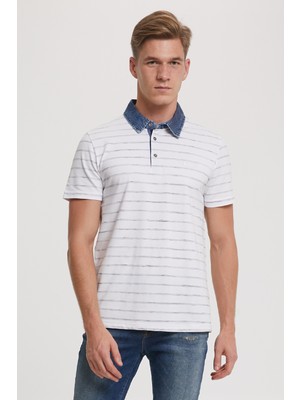 Lee Cooper Matty Erkek Pike Polo Yaka Çizgili T-Shirt