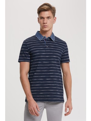 Lee Cooper Matty Erkek Pike Polo Yaka Çizgili T-Shirt