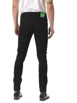 Cekmon Pacası Yazı Detaylı Kot Pantolon Black Green-36