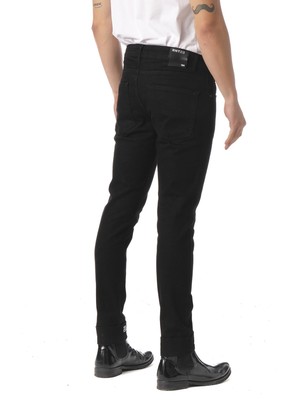 Cekmon Pacası Yazı Detaylı Kot Pantolon Black Black-31