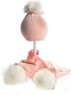 Baby Dora  Pamuk,  Ponponlu Pudra Atkı & Bere Takımı