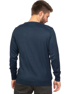 White Stone Luanda Slim Fit Desenli O Yaka Triko Indigo