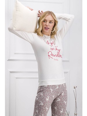 RolyPoly Pierre Cardin Krem Kadın Pijama Takımı