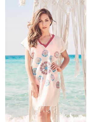 Dosimira Kadın Pamuk Plaj Elbisesi Pareo Plaj Giyim Osmanlı