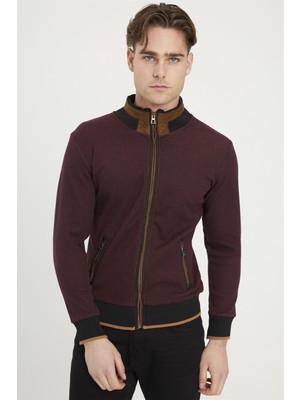 Dewberry 1021 Erkek Sweatshirt Noktalı Bordo