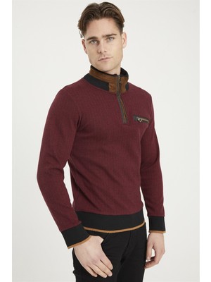 Dewberry 1039 Erkek Sweatshirt Desenli Bordo