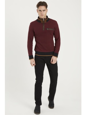 Dewberry 1039 Erkek Sweatshirt Desenli Bordo