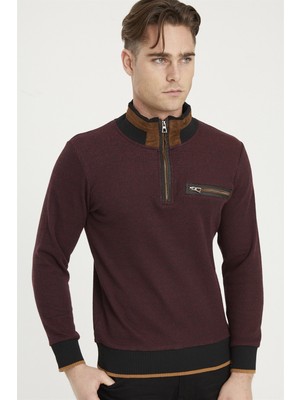 Dewberry 1039 Erkek Sweatshirt Siyah Bordo