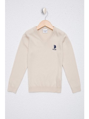 U.S. Polo Assn. Kız Çocuk Beyaz Basic Triko Kazak 50210677-VR071