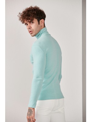 Catspy Erkek Mavi Lycra Boğazlı Kazak