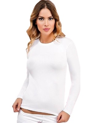 Imer Kadın Modal 0 Yaka Uzun Kol Fan.