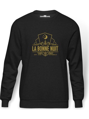 Tshirthane Riverdale La Bonne Nuit Baskılı Erkek Örme Sweatshirt Uzun Kol