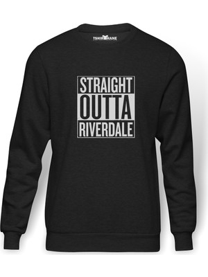 Tshirthane Riverdale Straight Outta Riverdale Baskılı Erkek Örme Sweatshirt Uzun Kol