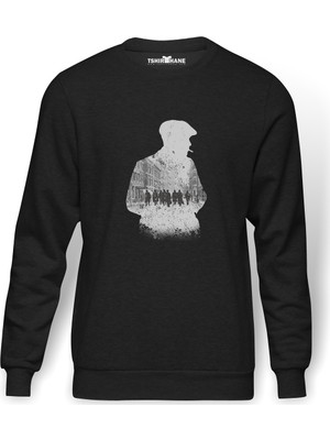 Tshirthane Peaky Blinders Tommy Shelby Gölge Baskılı Erkek Örme Sweatshirt Uzun Kol