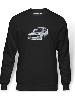 Tshirthane Fiat 131 Abarth Rally Baskılı Erkek Örme Sweatshirt Uzun Kol