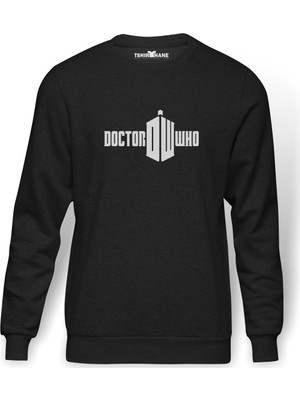 Tshirthane Doctor Who Logo Baskılı Erkek Örme Sweatshirt Uzun Kol