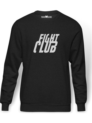Tshirthane Fight Club Logo Baskılı Erkek Örme Sweatshirt Uzun Kol