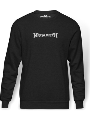 Tshirthane Megadeth Logo Baskılı Erkek Örme Sweatshirt Uzun Kol