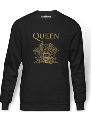 Tshirthane Queen Baskılı Erkek Örme Sweatshirt Uzun Kol