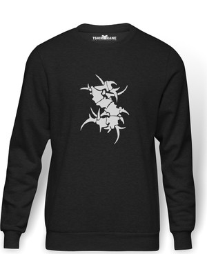 Tshirthane Heavy Metal Logo Baskılı Erkek Örme Sweatshirt Uzun Kol