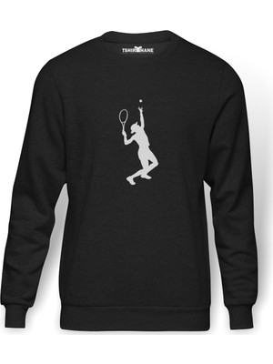 Tshirthane Tennis Spor Baskılı Erkek Örme Sweatshirt Uzun Kol