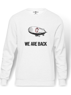 Tshirthane La Casa De Papel We Are Back Baskılı Beyaz Erkek Örme Sweatshirt Uzun kol