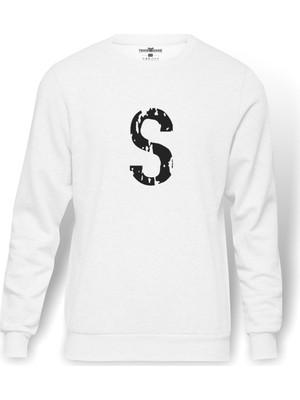 Tshirthane Riverdale Jughead's S Baskılı Beyaz Erkek Örme Sweatshirt Uzun kol