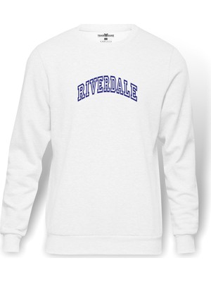 Tshirthane Riverdale Riverdale Baskılı Beyaz Erkek Örme Sweatshirt Uzun kol