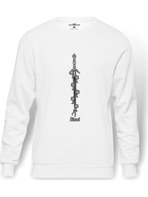 Tshirthane The Witcher Zireael Baskılı Beyaz Erkek Örme Sweatshirt Uzun kol