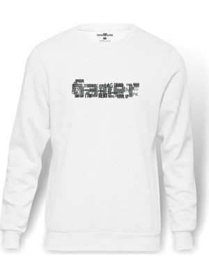 Tshirthane Gamer Lag Bug Loot Afk Baskılı Beyaz Erkek Örme Sweatshirt Uzun kol