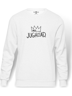 Tshirthane Riverdale Jughead Jones Baskılı Beyaz Erkek Örme Sweatshirt Uzun kol