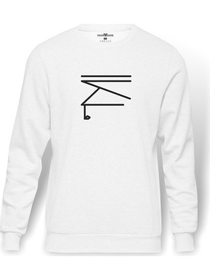 Tshirthane Türk Boyları Alkaevli Baskılı Beyaz Erkek Örme Sweatshirt Uzun kol