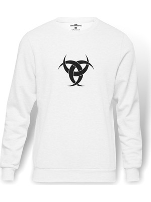 Tshirthane Göktürk Teşkilatı Mahsusa Baskılı Beyaz Erkek Örme Sweatshirt Uzun kol